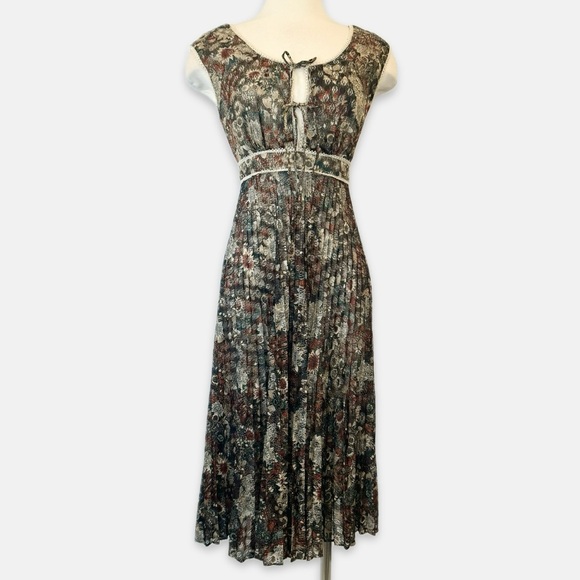 🌺SOLD🌺 Young Edwardian by Arpeja Vintage Floral Prairie Pleated Milkmaid Dress - Picture 8 of 15